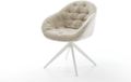 DELIFE Eetkamerstoel Gaio-Flex kruisframe breed wit geweven stof beige 360° draaibaar rocker-functie