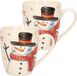 Merkloos / Sans marque G. Wurm Kerst mok - 2x stuks - sneeuwpop - 8 x 10 cm - porselein - 300 ml