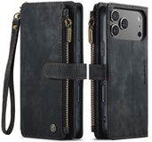 Caseme C30 Hoesje Geschikt voor Apple iPhone 17 Pro | Wallet Zipper Book Case met Pasjeshouder | Beschermhoes met Portemonnee | Zwart