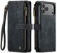 Caseme C30 Hoesje Geschikt voor Apple iPhone 17 Pro | Wallet Zipper Book Case met Pasjeshouder | Beschermhoes met Portemonnee | Zwart
