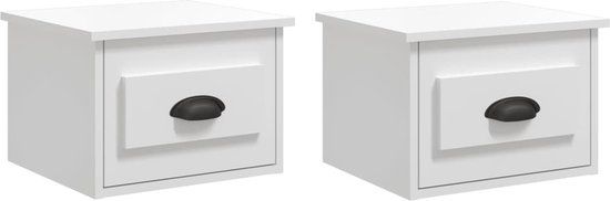 vidaXL Nachtkastjes 2 stuks wandgemonteerd hoogglans wit