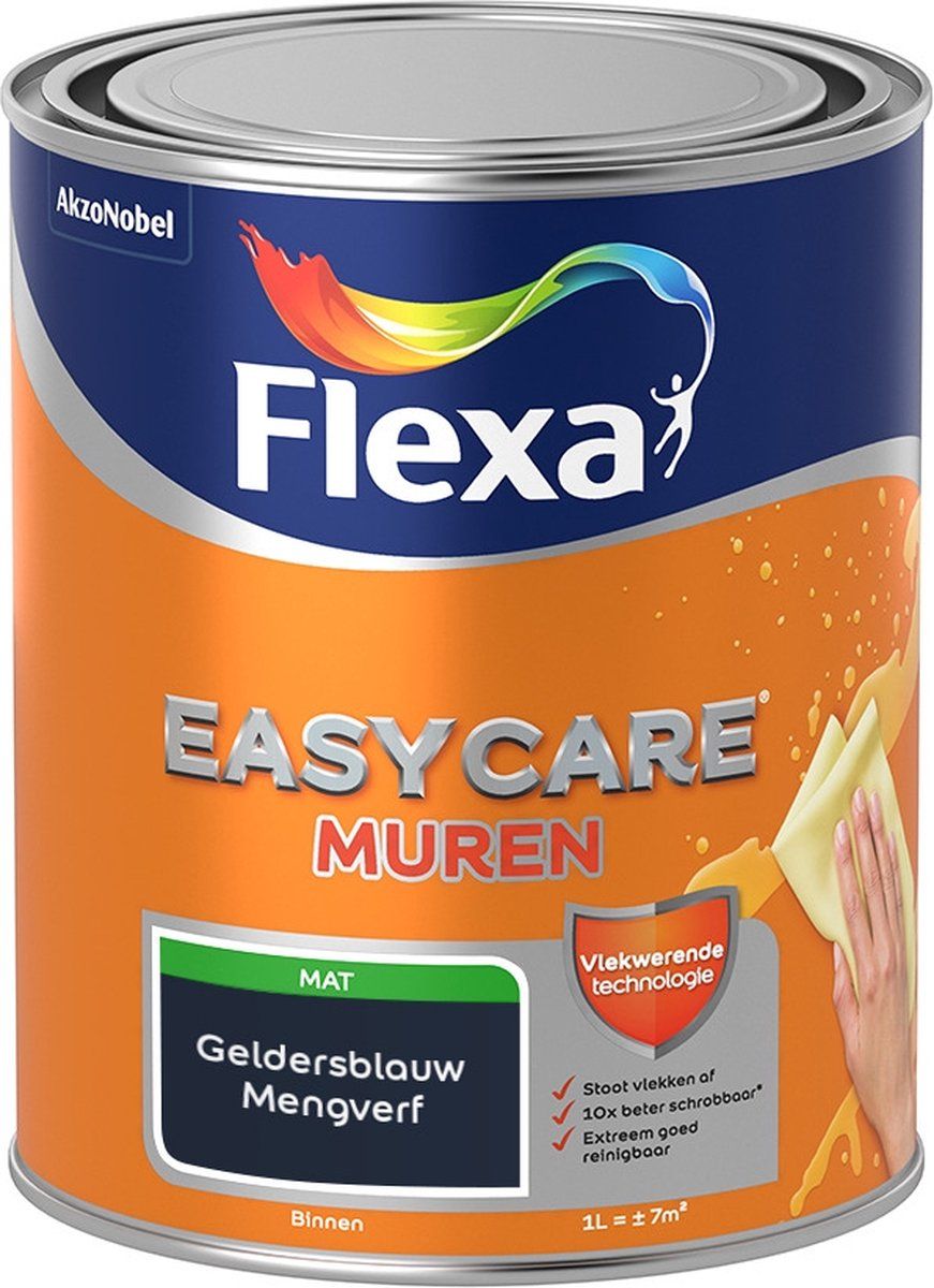 FLEXA Easycare Muurverf - Mat - Geldersblauw - 1 liter