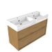 Saniclass Holz Frame Badkamermeubelset - 120x45x72cm - Legend keramische wastafel wit - 2 wasbakken - 2 kraangaten - 2 lades - mat eiken natural (hout) SW1578604/SW1382551