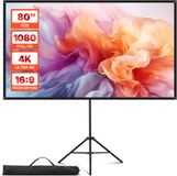 VEVOR Projectiescherm met Statief - 80 inch HD 4K - 16:9 Projectorscherm - Beamer Scherm met Draagtas