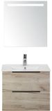 BES LED Seville Badmeubelset 60 cm - Craft Oak Edge Greep - Wastafel Enjoy met Sence Spiegel