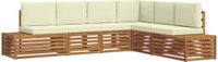 vidaXL 6-delige Buitenbank Set Massief Acaciahout en Polyester