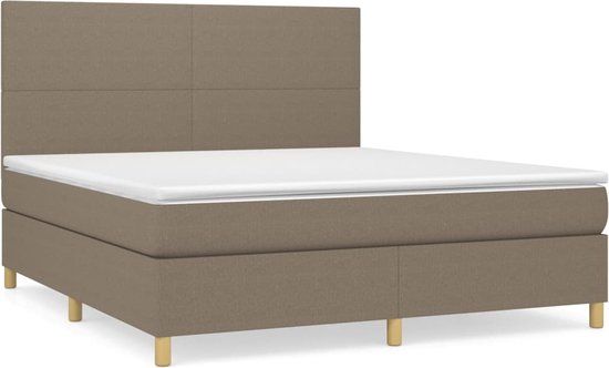 vidaXL Boxspring met matras stof taupe 180x200 cm