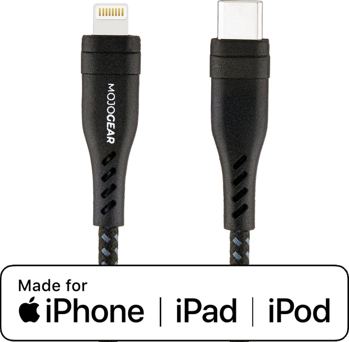 MOJOGEAR Apple Lightning naar USB-C kabel Extra Sterk voor iPhone en iPad - door Apple gecertificeerd, ondersteunt snelladen - 1,5 meter