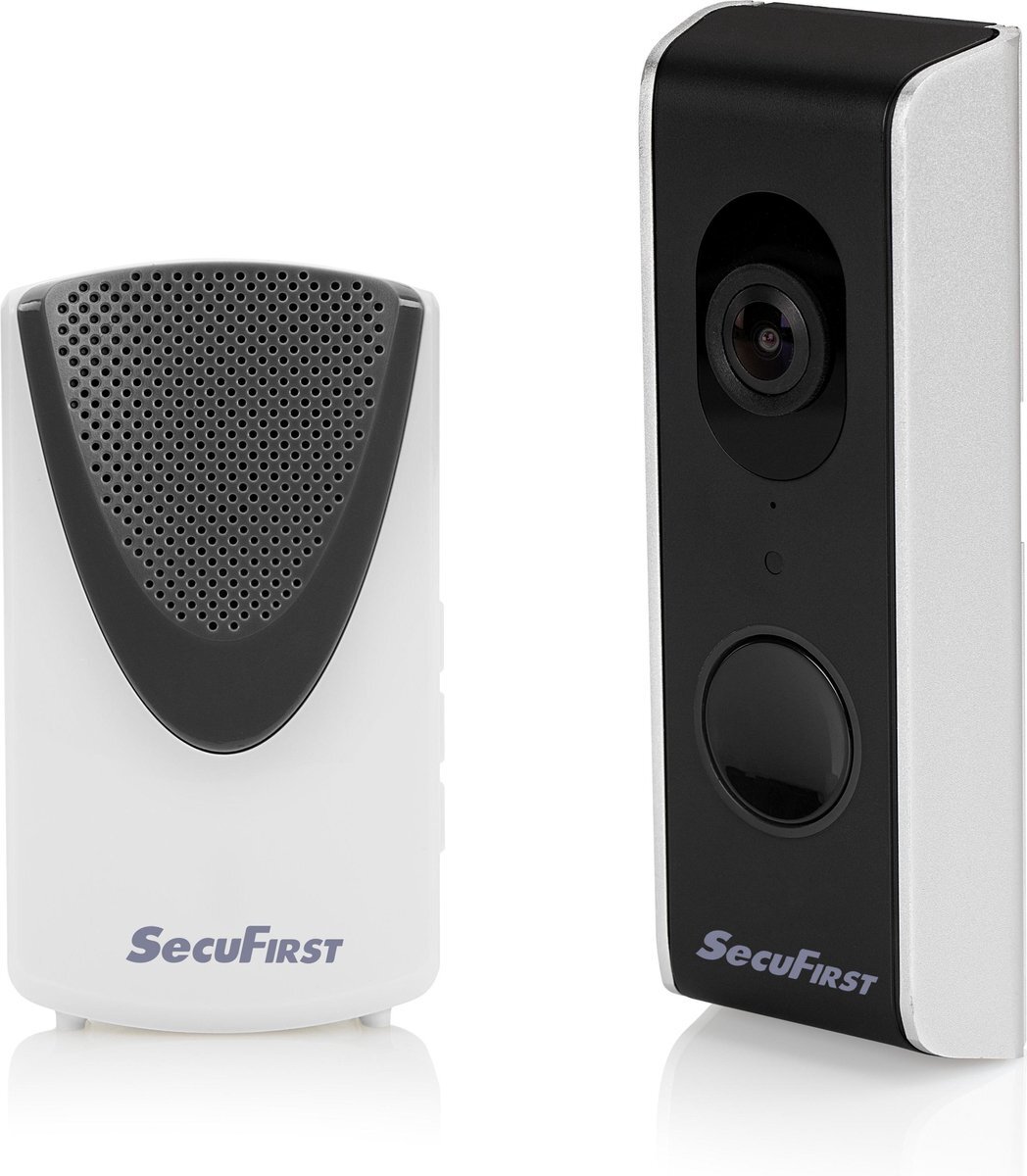 SecuFirst DID701B Wifi deurbel met camera met draadloze gong Zwart Grijs - 1080P