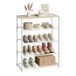 WOLTU Schoenenrek 5 niveaus, schoenenrek met zitbank, 63x83x30 cm, wit