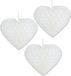 Bellatio Decorations Ophang hartjes - 3 stuks - papier - wit