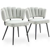 SEEDWAVE Lot de 2 chaises de salle à manger rembourrées avec dossier en | Hauteur d'assise de 48 cm, dossier en cinq parties, pieds en métal et protège-sol pour salle à manger, cuisine et salon