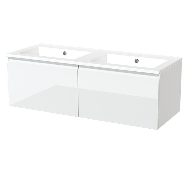 Maxaro Badkamermeubel 120cm Modulo Hoogglans Wit 2 Lades Greeploos Wastafel Mineraalmarmer - EAN: 6095822793777