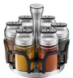 GEFU KIPPO Kruidenrek met 6 Kruidenstrooiers – Draaibaar Kruiden Carrousel – RVS & Borosilicaatglas