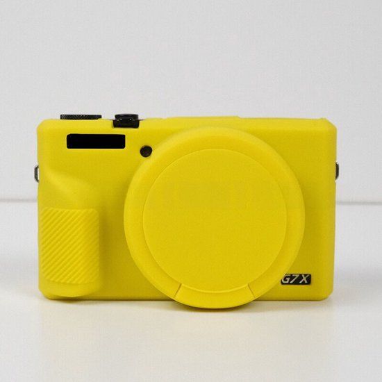 Merkloos LISM Geel zachte siliconen camerahoes met afneembare lensdop, krasbestendig, Geschikt voor Canon G7X Mark III