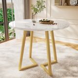 learnlogic Ronde Eettafel Wit/Goud 80 cm