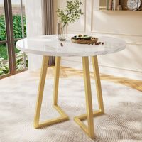 learnlogic Ronde Eettafel Wit/Goud 80 cm