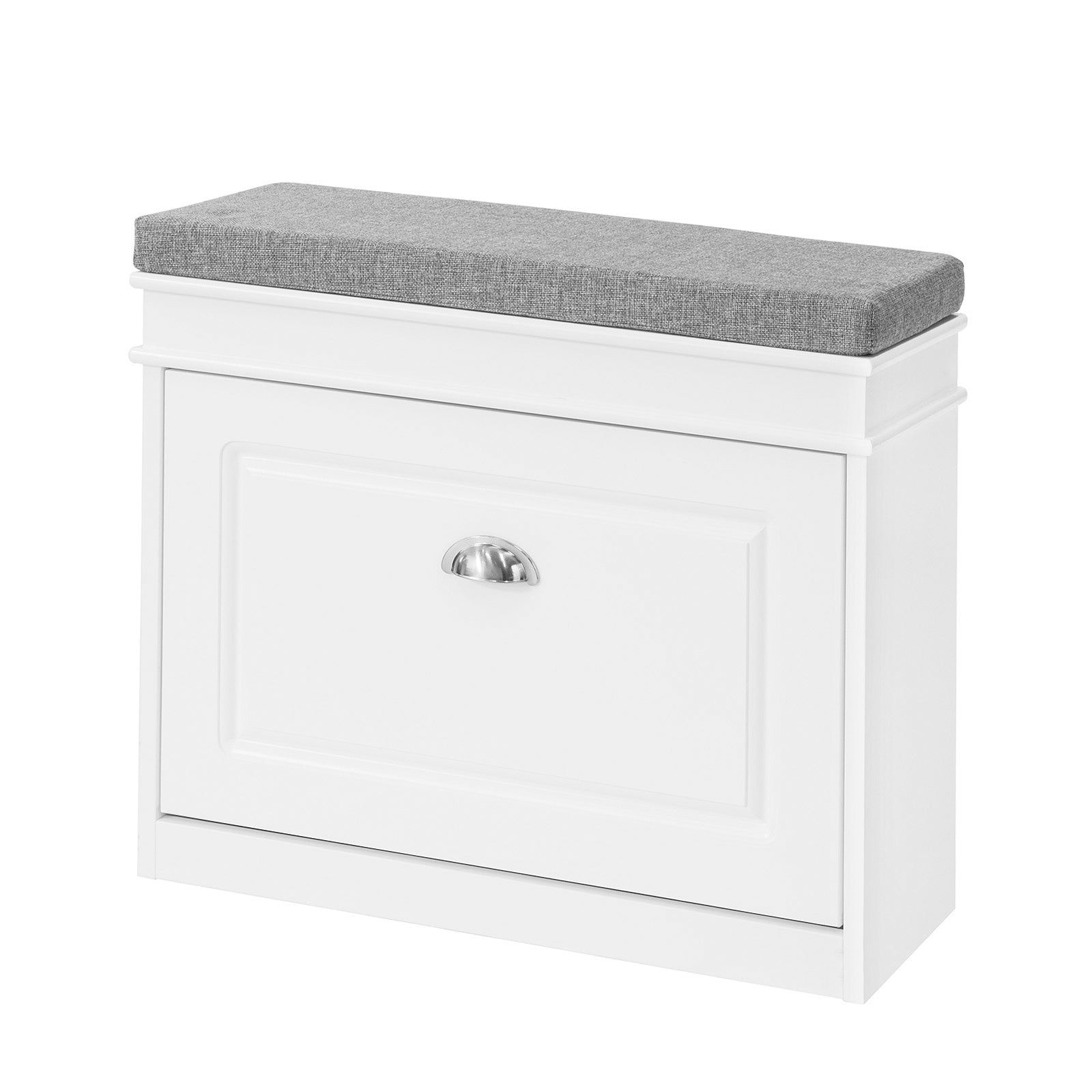 SoBuy Schoenbank met gecapitonneerde zitting, wit - FSR82-K-W