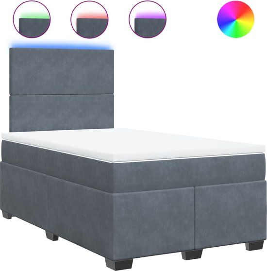 vidaXL Boxspring bed met matras - fluweel - donkergrijs - 120x200 cm