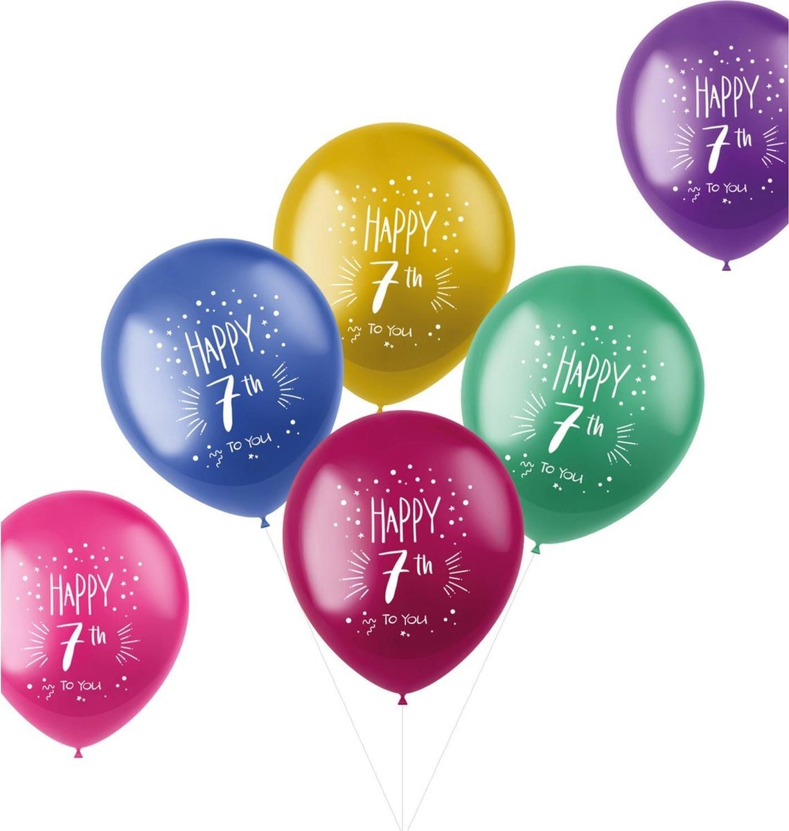 Folat Party Products Ballonnen Shimmer 7 jaar Meerkleurig 33 cm - 6 stuks