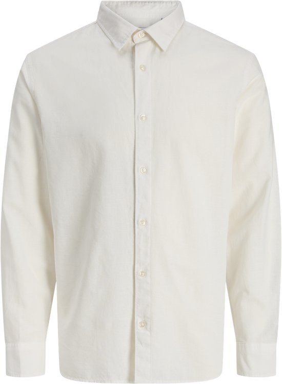 JACK&JONES JJEBREEZE LINEN BLEND SHIRT L/S SN Heren Overhemden Lange Mouw Katoen Linnen Wit L