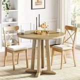 Tribesigns Table de Salle à Manger Ronde 80 cm - Pour 2 à 4 Personnes - Plateau et Pieds en Bois Marron Rustique - Design Élégant et Stable