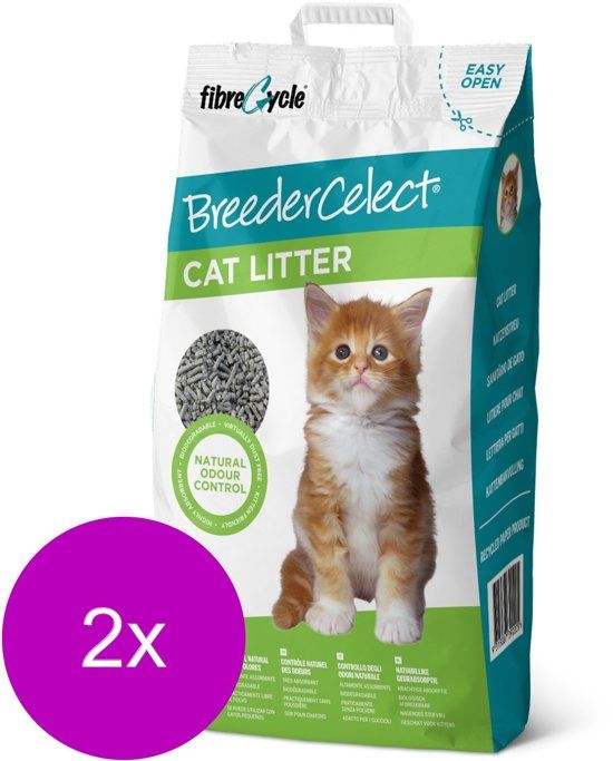Breedercelect Kattenbakvulling 100 Procent Recycled - Kattenbakvulling - 2 x 20 l