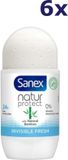 Sanex Natur Protect Roll-on deodorant, onzichtbare verse bamboe, 50 ml, verpakking van 6 stuks