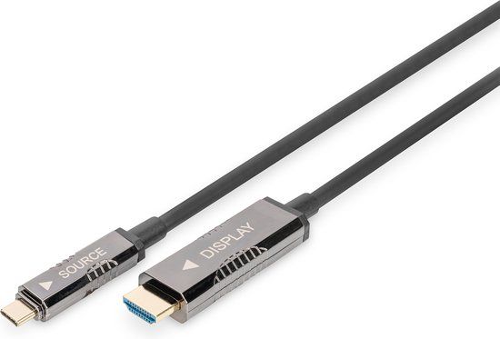 Digitus Video kabel adapter 20 meter USB Type-C HDMI Zwart