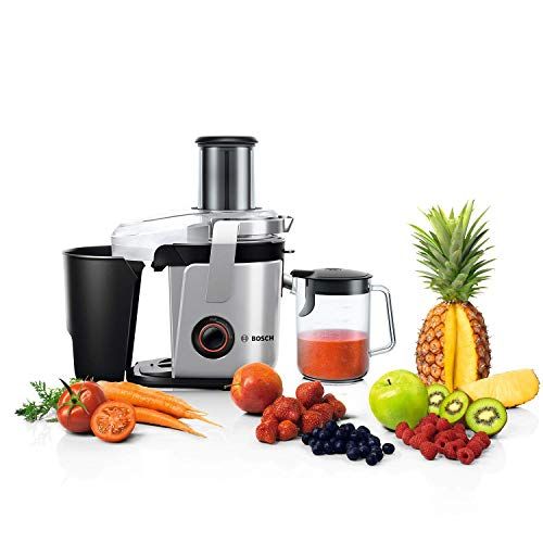 Bosch Vitajuice 4 Sapcentifuge, MES4000, 1000 Watt, extra grote vulbuis, sapcontainer 1500 ml, makkelijk schoon te maken, zilver/zwart