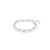 Swarovski Matrix Tennisarmband, Crystal Pearl, Ronde slijpvorm, Wit, Rodium toplaag