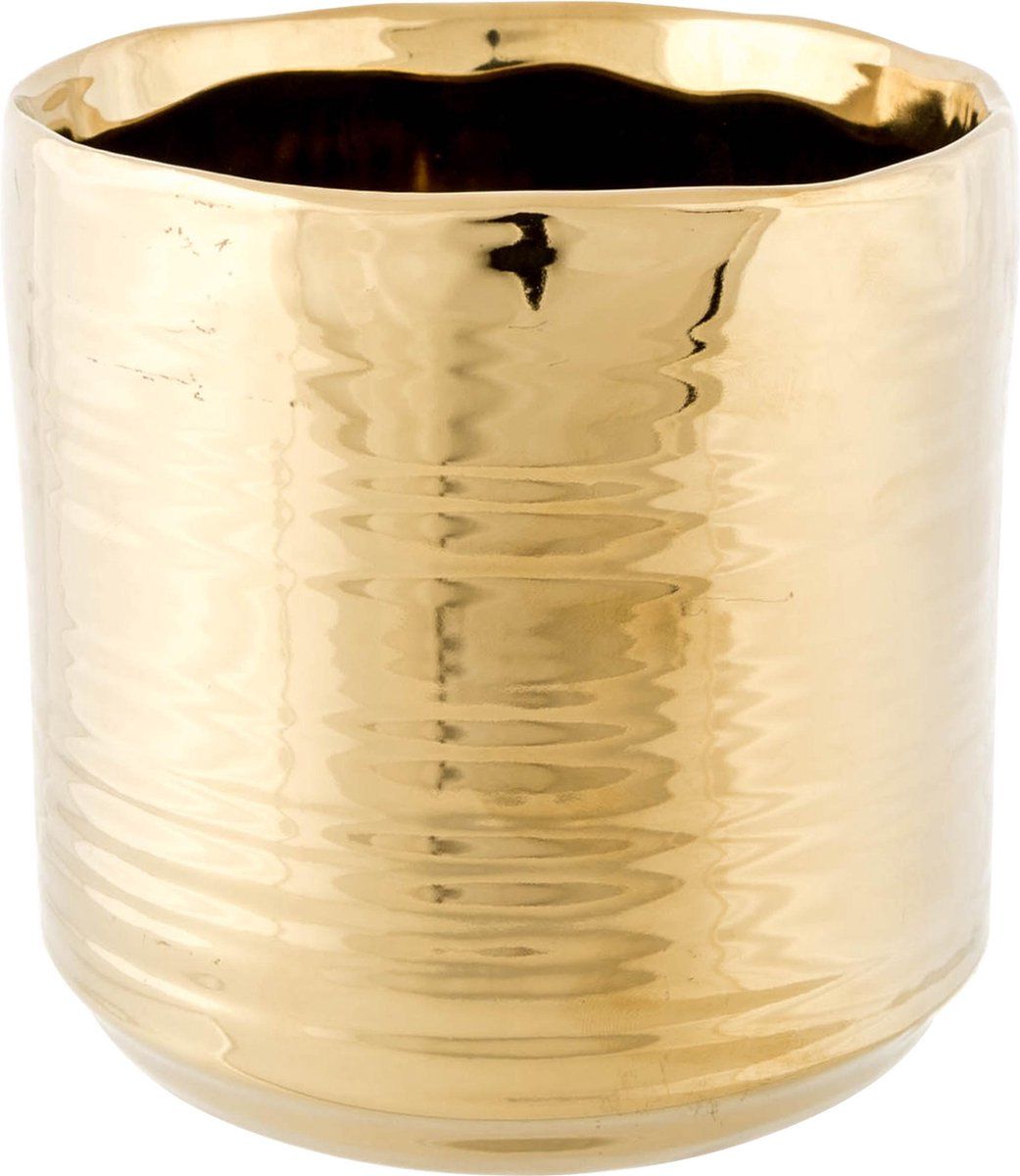Cosy@Home Cerchio - Ronde plantenpot - 13 cm - Goudkleurig keramiek