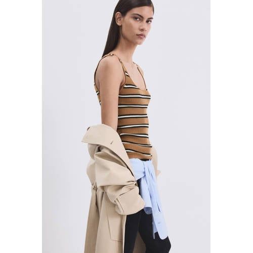 Mango gestreepte top camel