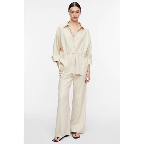 Comma Straight High Waist Broek Beige