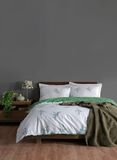 Nuit Des Rêves 100% Ranforce Single Quilt Cover Set, Wit & Groen, 135 x 200 cm Dekbedovertrek, 80 x 80 cm Kussensloop