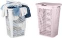 Benson Panier à linge Ventilation - avec couvercle - 2x - blanc et rose - 50 litres - 61 x 43 cm