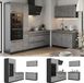 Vicco Hoekkeuken R-Line, Beton/Antraciet, 230 x 120 cm goudkleurig eiken werkblad