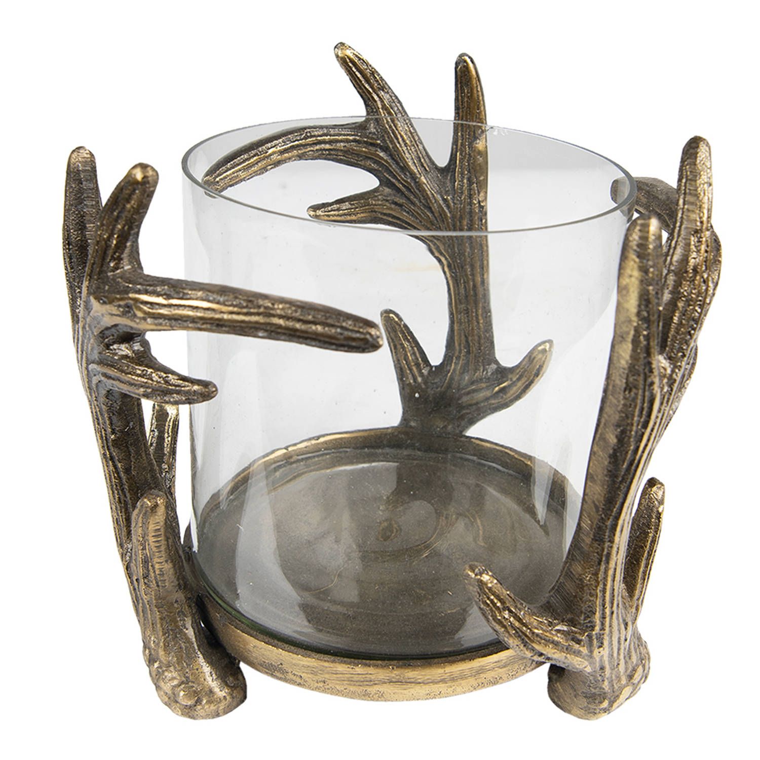 Clayre & Eef Theelichthouder Ø 14x13 cm Goudkleurig Aluminium