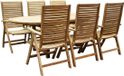 AVH-Collectie Arona Ovaal uitschuifbare dining tuinset 160-210x90 cm blad 4 cm 7-delig teak