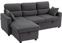 Homcom Slaapbankset - Corduroy - 205x135x76cm - Grijs