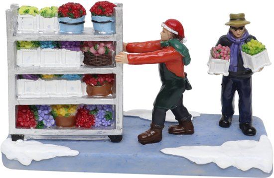 Santaville - Florists with Flower Cart Polyresin 14cm