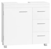 Meuble sous lavabo Meuble de salle de bain Meuble sous vasque - 30 x 70 x 63,8 cm - Blanc mat - 3 tiroirs