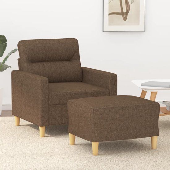 vidaXL Fauteuil met voetenbank stof bruin