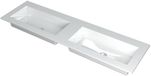 Wastafel INK Kraft Wastafel Dubbele Bak Zonder Kraangaten - 1600x450x10 mm - Glans Wit