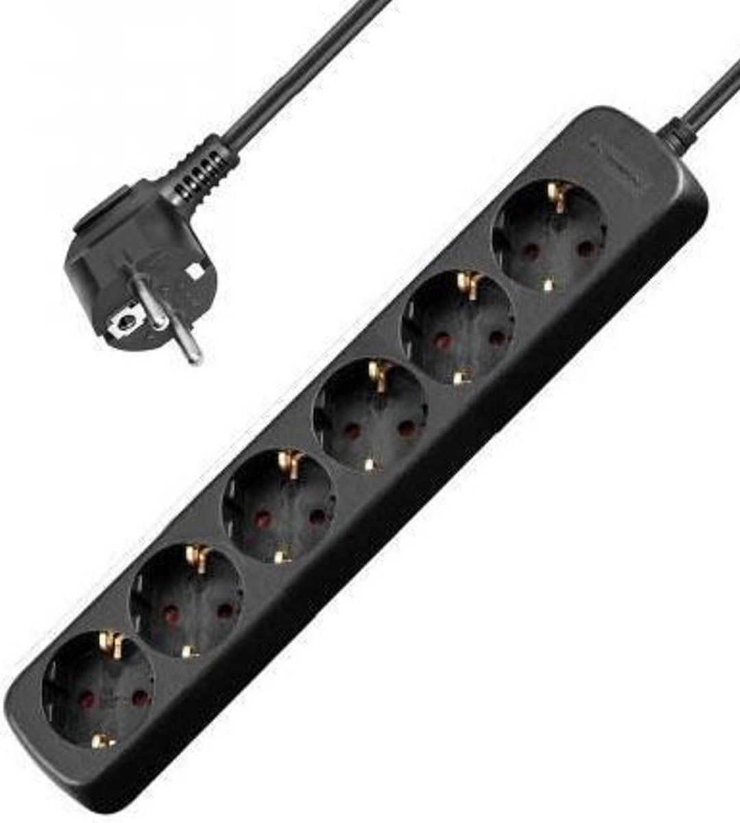 Allteq Stekkerdoos | 6-voudig | 10 meter | Zwart