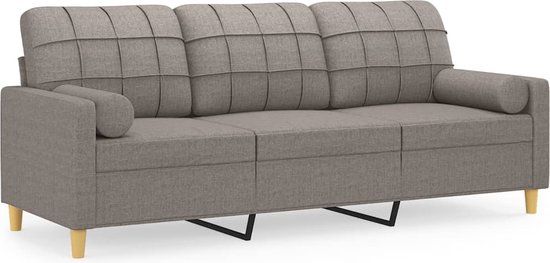 vidaXL Driezitsbank met sierkussens 180 cm stof taupe