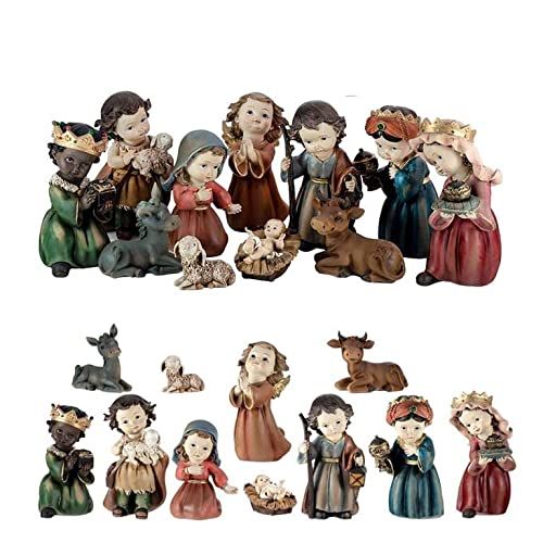 DRW Geheimnis Belen Kinderen - 11 stuks - Handbeschilderd - Hars - 18 cm