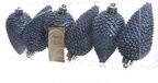 Decoris Dennenappels Glitter (8cm) - 6 Stuks - Night Blue