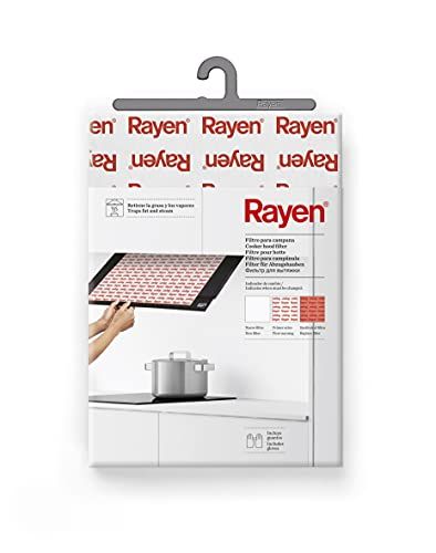 Rayen | Afzuigkap filter | Houdt vet en damp vast | Aanpasbaar | Inclusief handschoenen | Afmetingen: 57 x 47 cm, wit