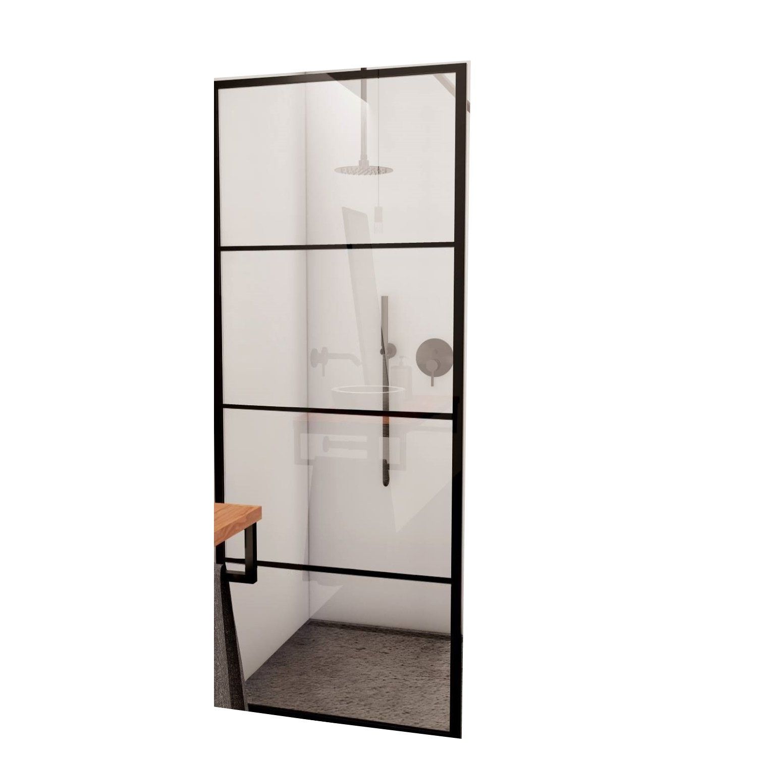 Boss & Wessing Bws inloopdouche frame 110x200 cm 8 mm nano glas mat zwart raster